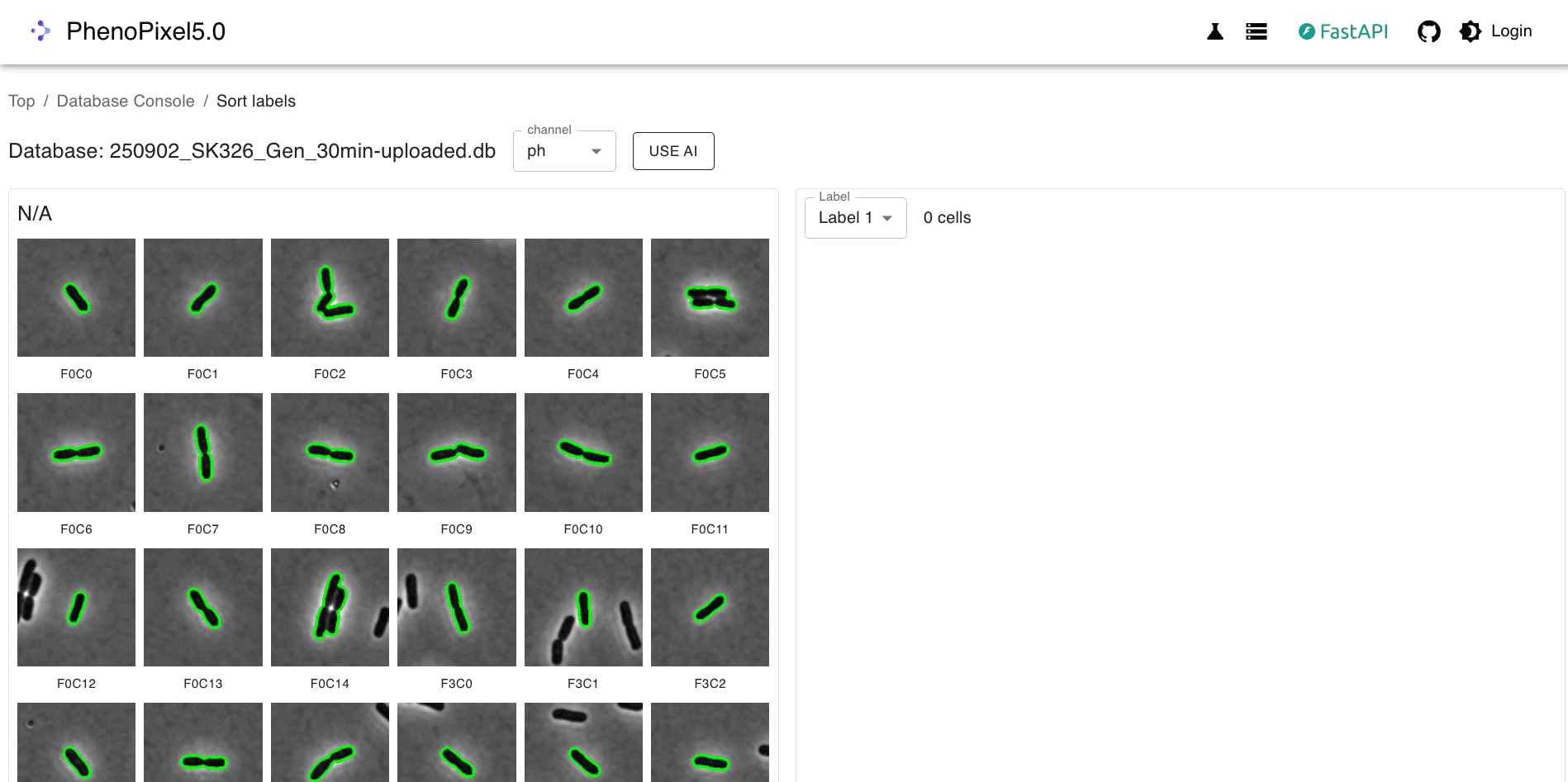 Sort Labels画面のスクリーンショット